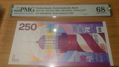 即日起至节前拍卖800以上全部本店贴钱发顺丰避免严重延误【世界钱币收藏】精选微拍第52期 暨2022年第九期 含部分经典高分评级币 【群里一口价售出勿出价】1986年荷兰250盾 灯塔 高分PMG68E 尾号310