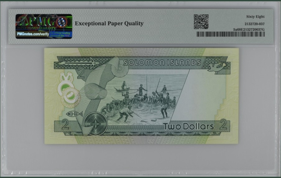 收藏联盟Quantum Auction 第220期拍卖  所罗门群岛1977年2元 PMG68 稀少高分 首发A/1冠