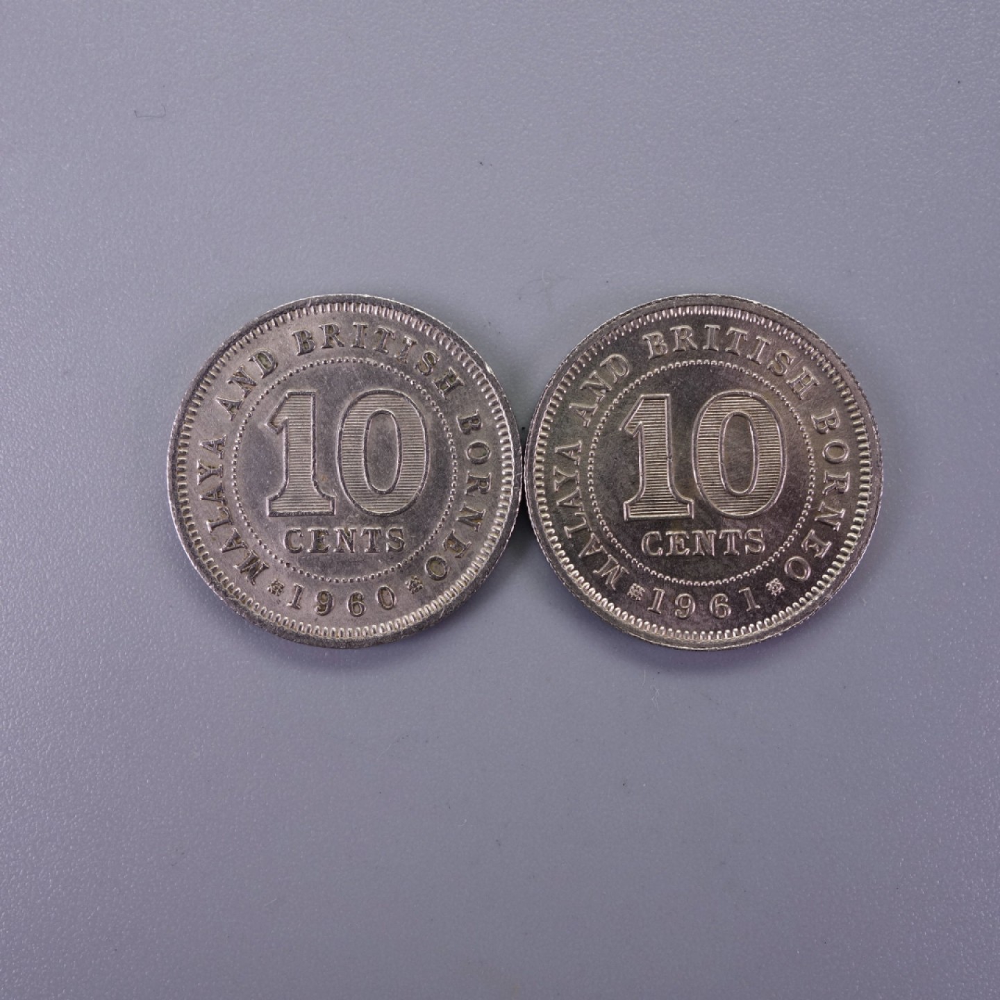 天业钱币散币拍卖第12次专场 英属马来亚1960、61年10分一对