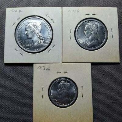 第三十七期 十二月第5拍 好品散币 - 12.5.42法属马达加斯加，1法郎／2法郎／5法郎