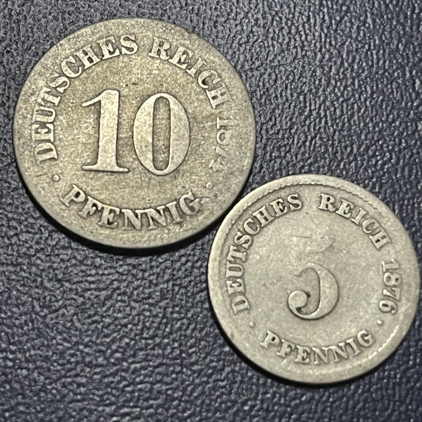 外国硬币0元起拍 1874，1876德国短翅鹰5，10芬尼