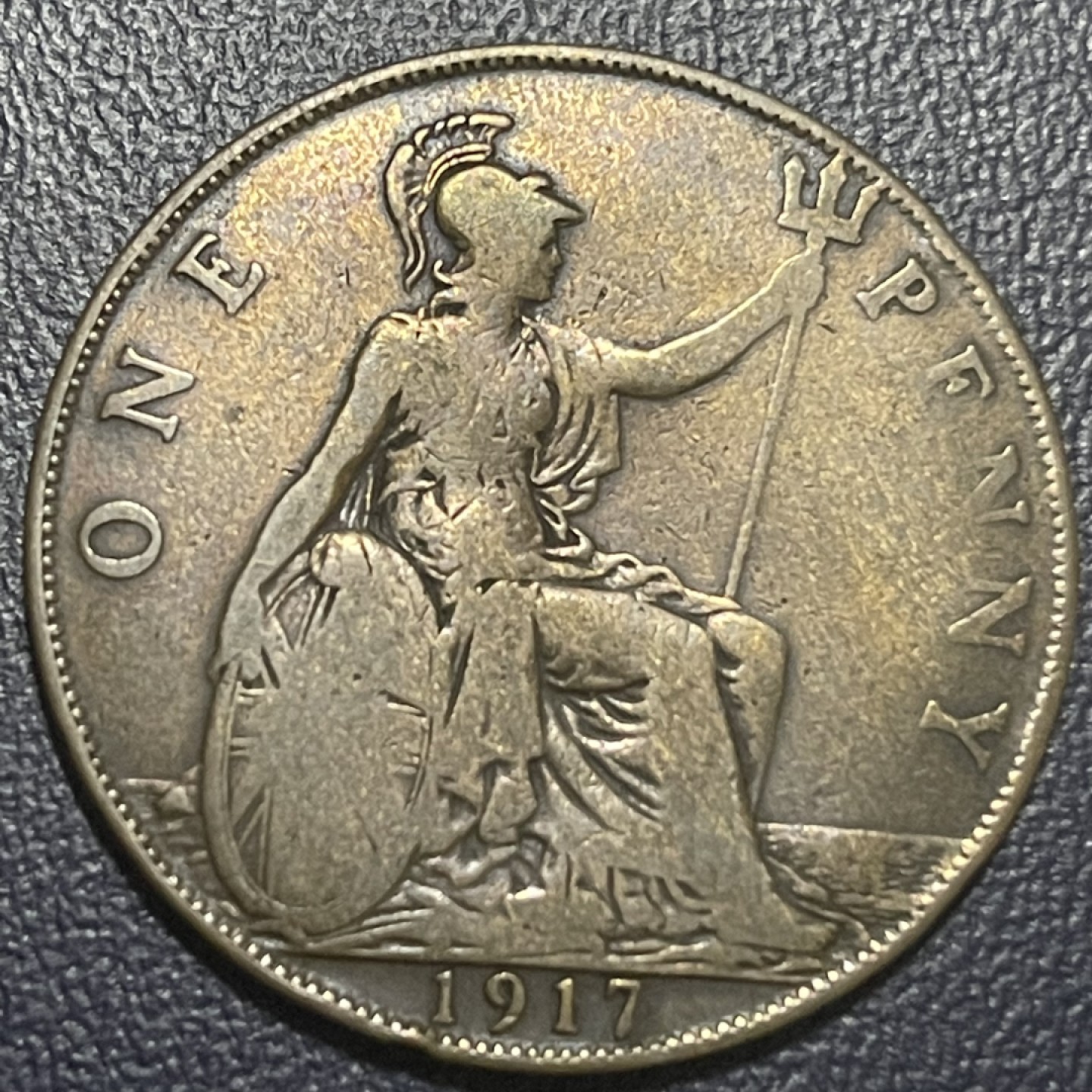 外国硬币0元起拍 1917乔治五世 1便士