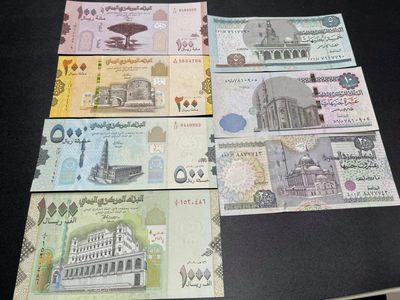 《外钞收藏家》第二百二十六期 - 也门阿拉伯四张、埃及三张 一起 全新UNC