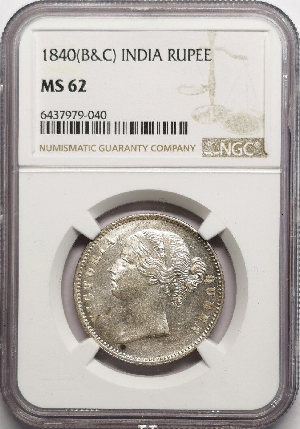 凡希社世界钱币微拍第二百二十三期 1840东印度公司小维卢比NGC-MS62本土头像！