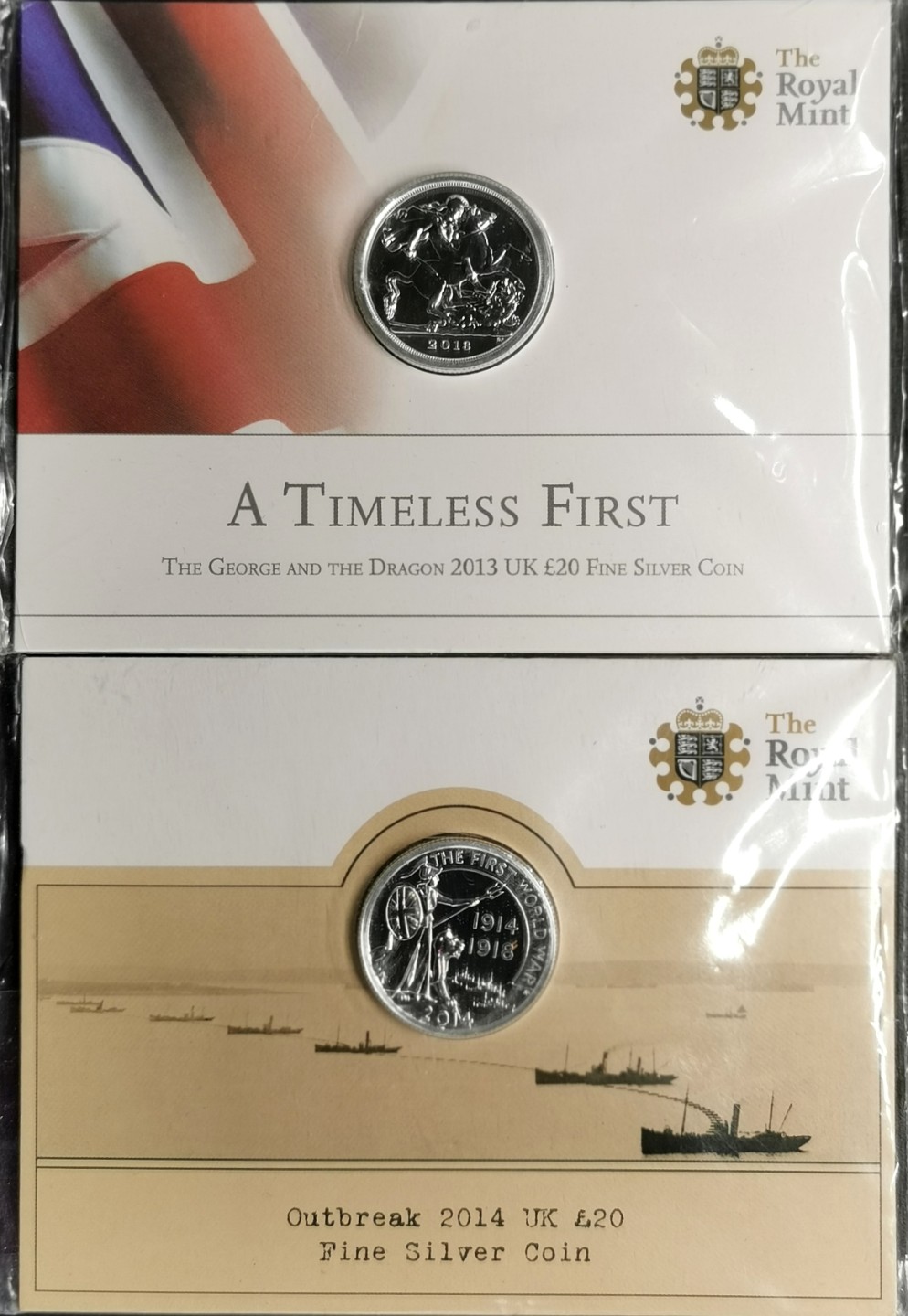 凡希社世界钱币微拍第二百二十三期 英国20镑纪念银币两种