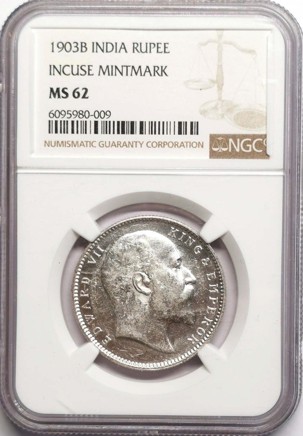 凡希社世界钱币微拍第二百二十三期 1903B英属印度爱七卢比NGC-MS62
