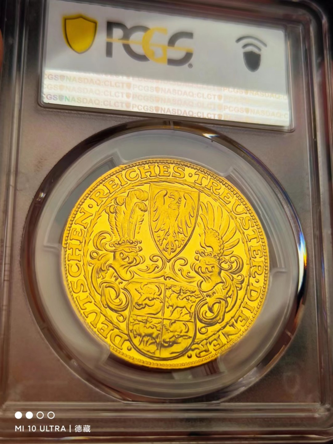 1927年德国兴登堡5马克币章型金章 PCGS SP62