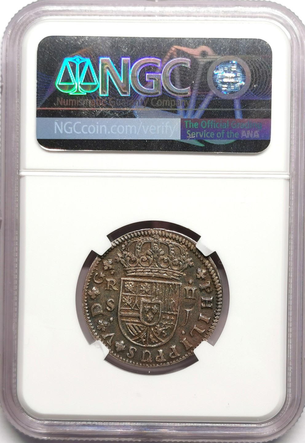 凡希社世界钱币微拍第二百二十三期 1725S西班牙菲利五世2R银币NGC-XF45味道十足！