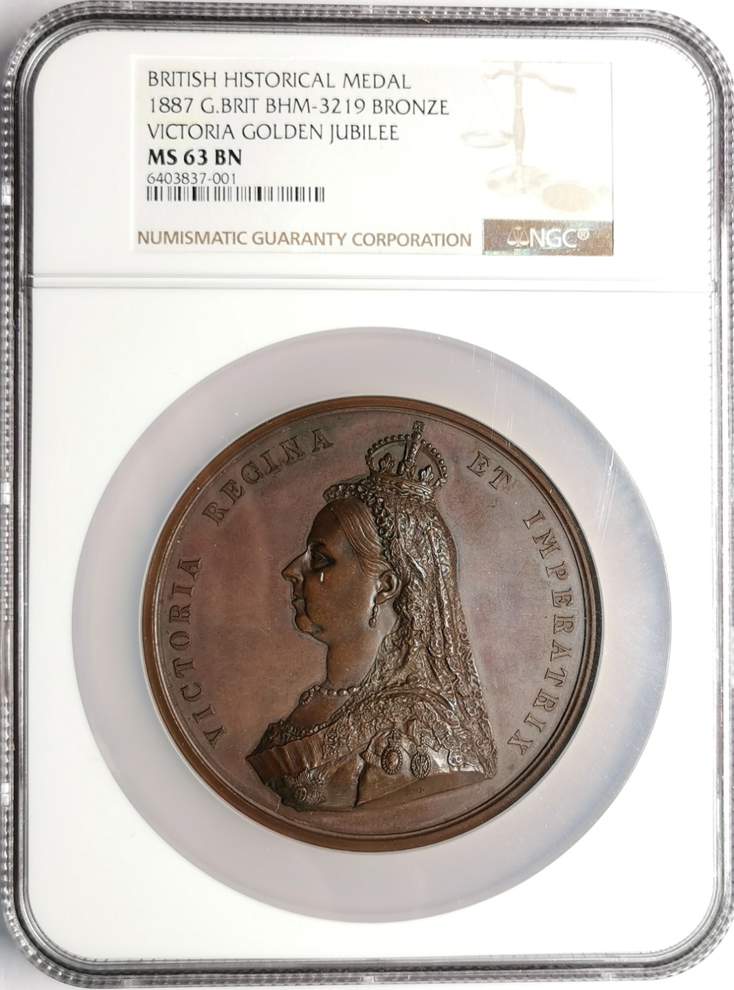 凡希社世界钱币微拍第二百二十三期 1887英国维多利亚加冕六十周年纪念大铜章NGC-MS63 Bohem争议性作品！