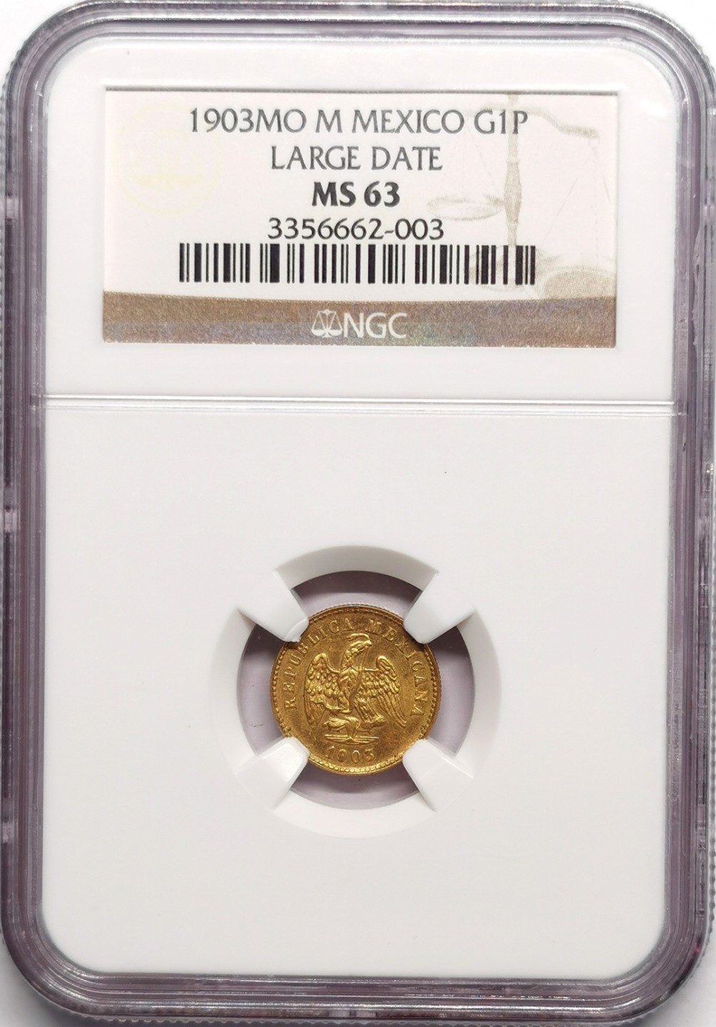 凡希社世界钱币微拍第二百二十三期 1903墨西哥鹰洋金比索NGC-MS63