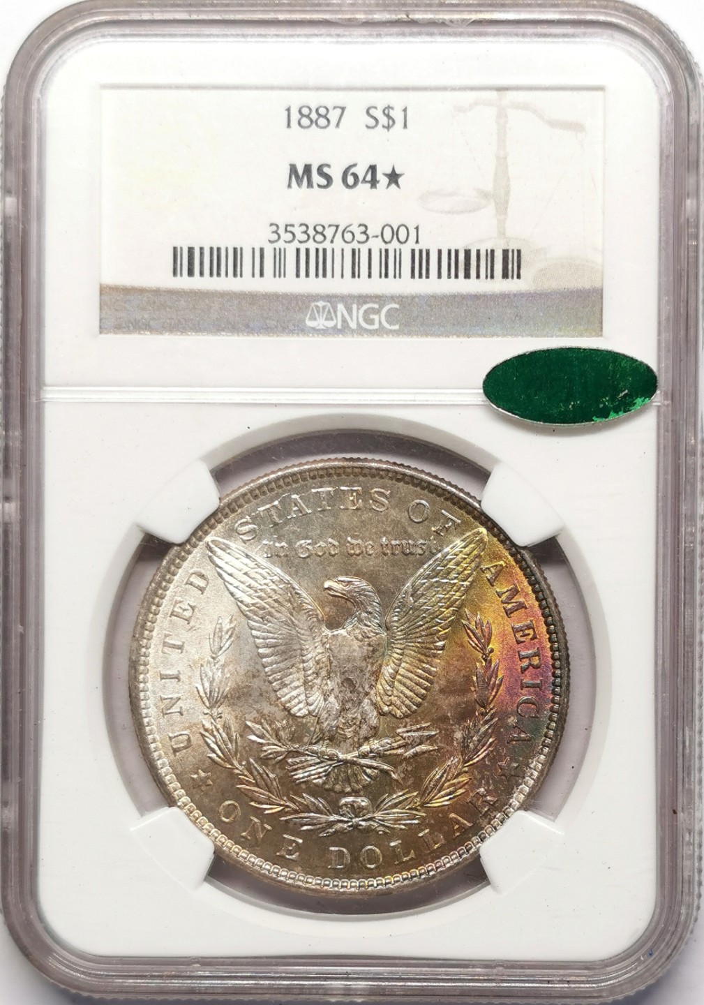 凡希社世界钱币微拍第二百二十三期 1887美国摩根壹元NGC-MS64*双面佳人！