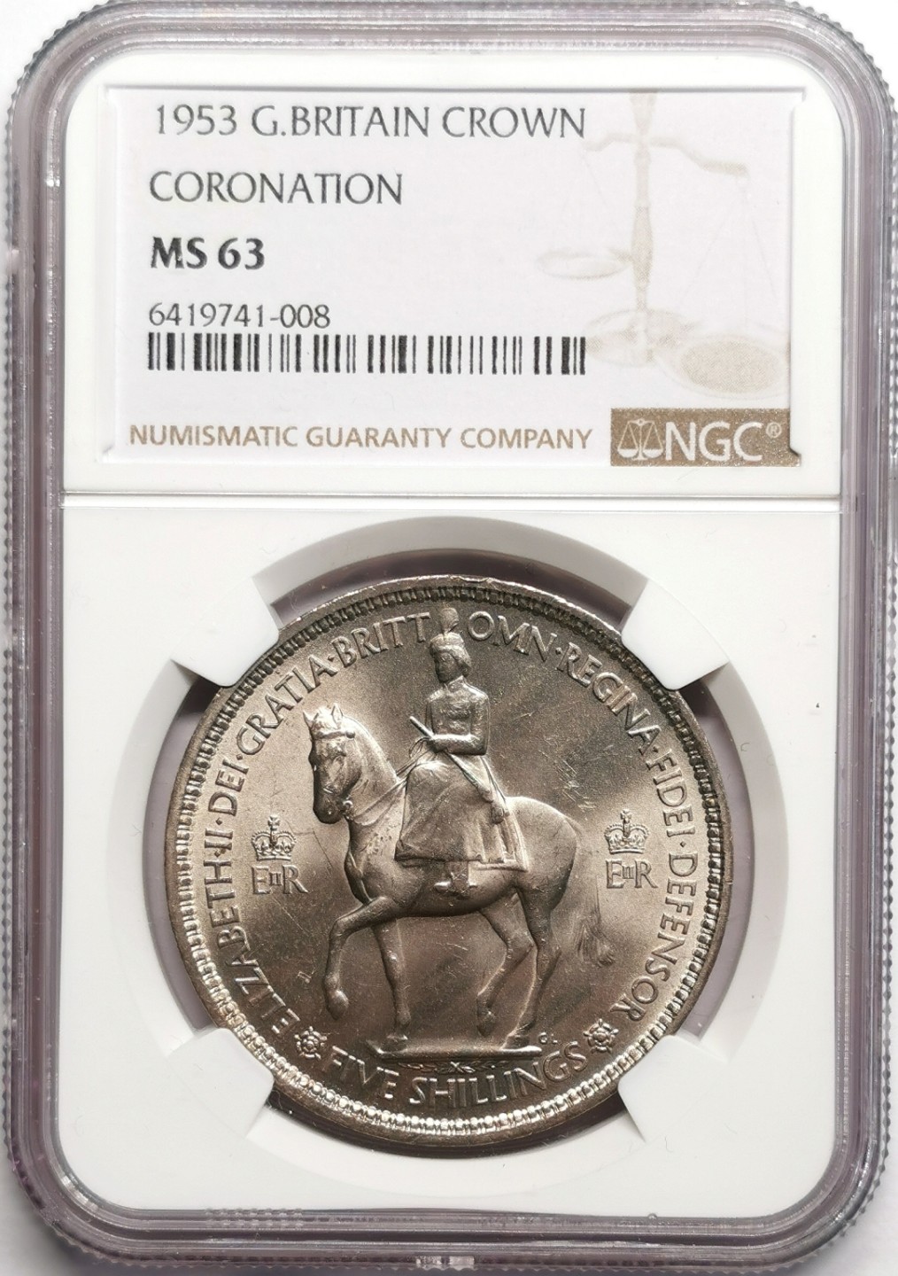 凡希社世界钱币微拍第二百二十三期 1953英国伊丽莎白加冕克朗NGC-MS63