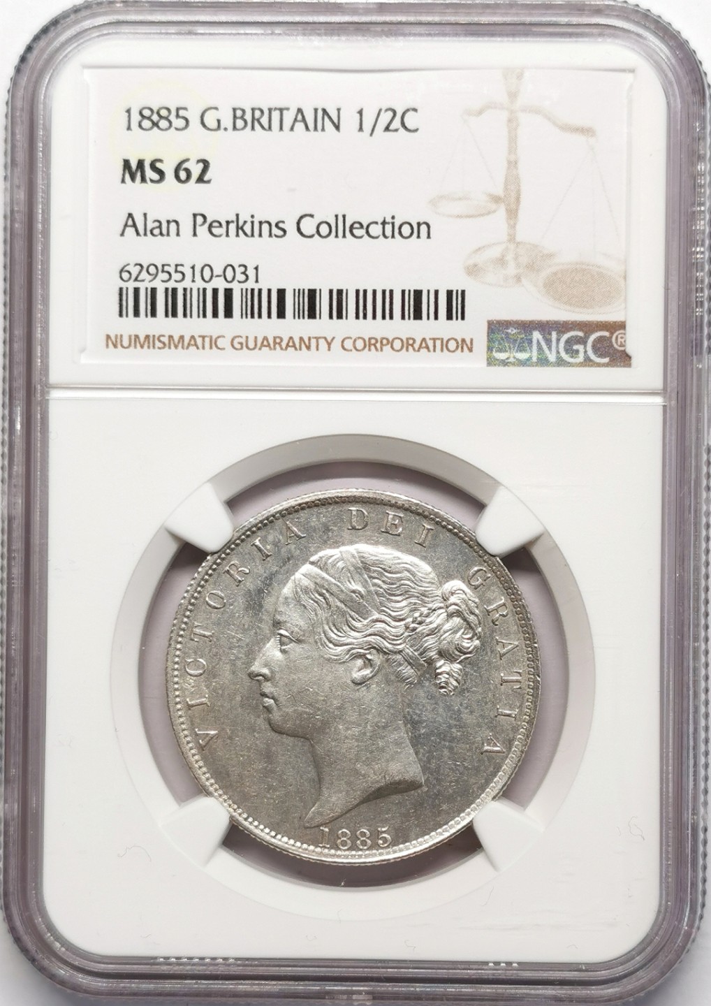 凡希社世界钱币微拍第二百二十三期 1885英国小维青年头像半克朗NGC-MS62名家旧藏！