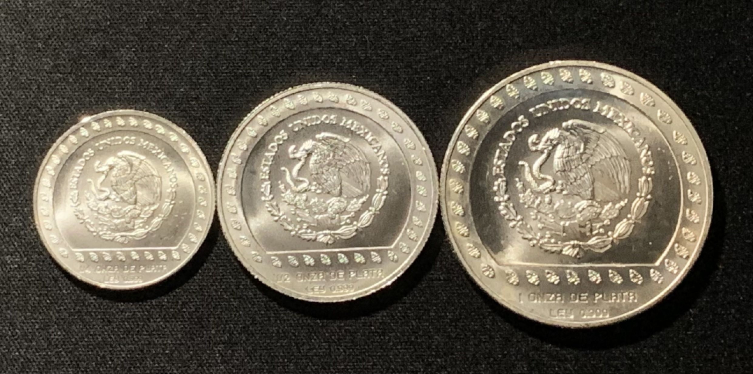 紫瑗钱币——第268期拍卖 墨西哥 1992年 雄鹰战士 25 50 100比索 1/4 1/2 1盎司 银币 三枚一组 UNC