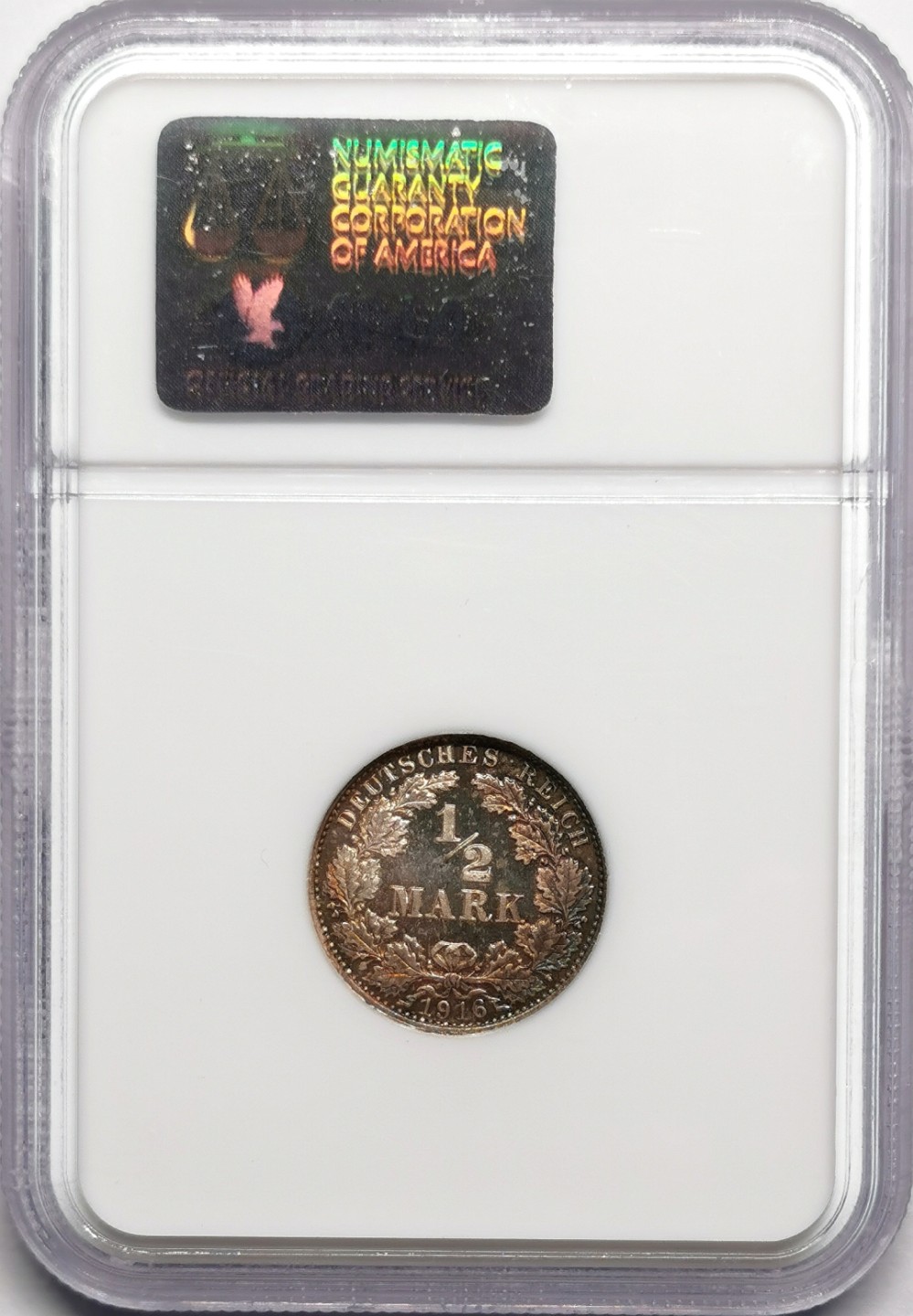 凡希社世界钱币微拍第二百二十三期 1916G德国1/2马克精铸NGC-PF66重五彩绝美！