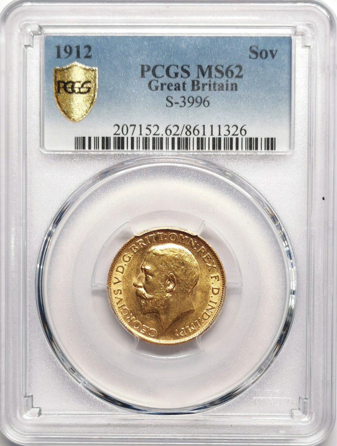 凡希社世界钱币微拍第二百二十三期 1912英国乔五索维林金币PCGS-MS62