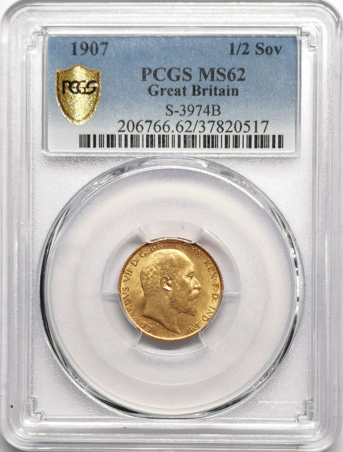 凡希社世界钱币微拍第二百二十三期 1907英国爱七1/2索维林金币PCGS-MS62