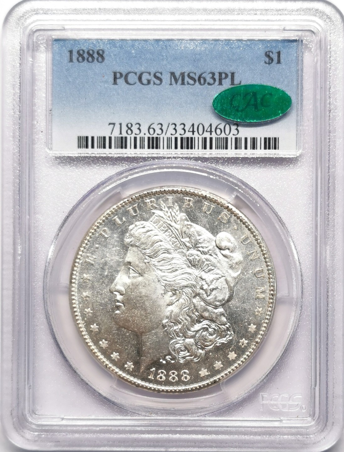 凡希社世界钱币微拍第二百二十三期 1888美国摩根壹元PCGS-MS63PL类镜面！