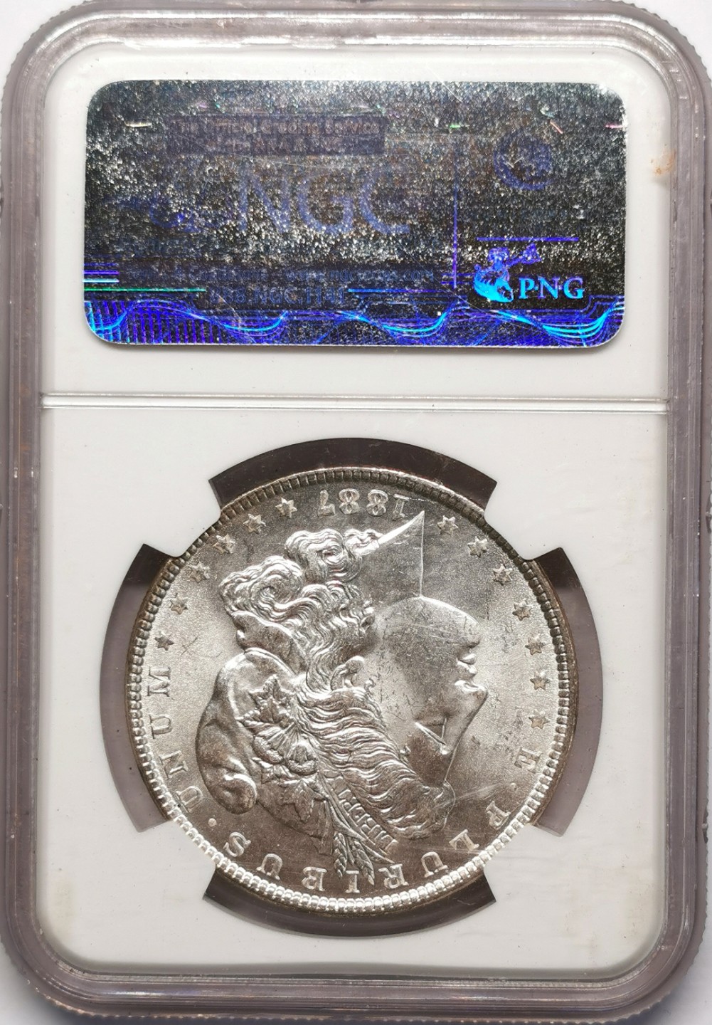 凡希社世界钱币微拍第二百二十三期 1887美国摩根壹元NGC-MS64*双面佳人！