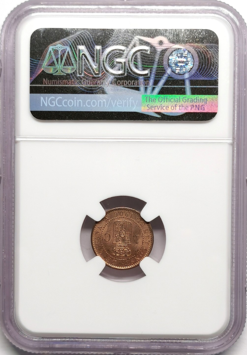 凡希社世界钱币微拍第二百二十三期 1906西班牙1C铜币NGC-MS63