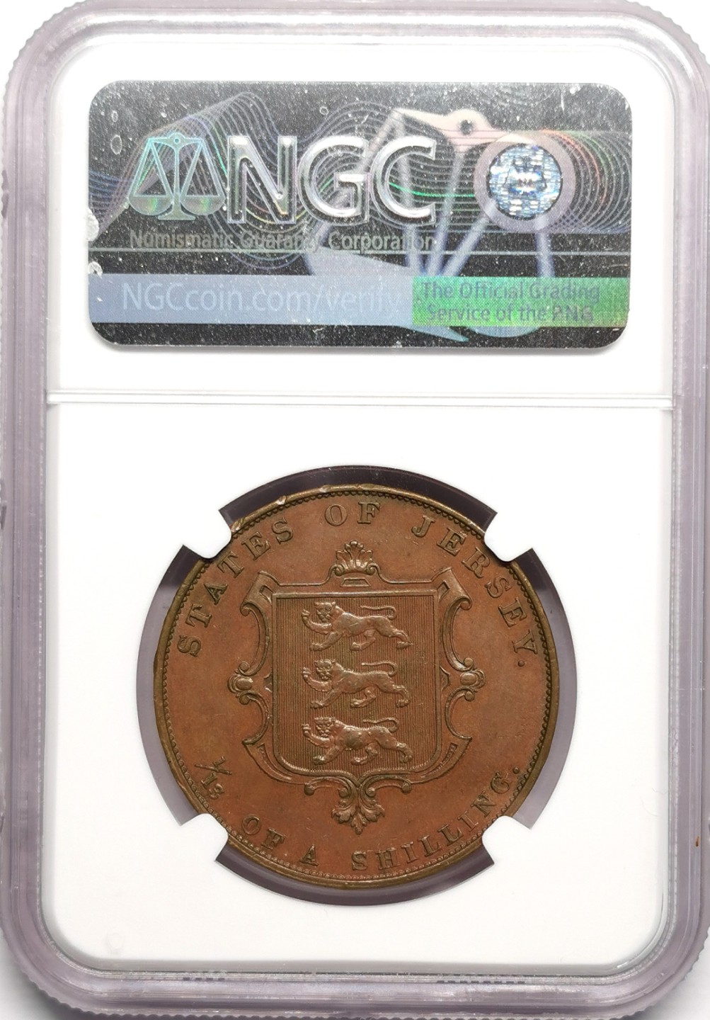 凡希社世界钱币微拍第二百二十三期 1858泽西维多利亚1/13先令大铜NGC-AU58