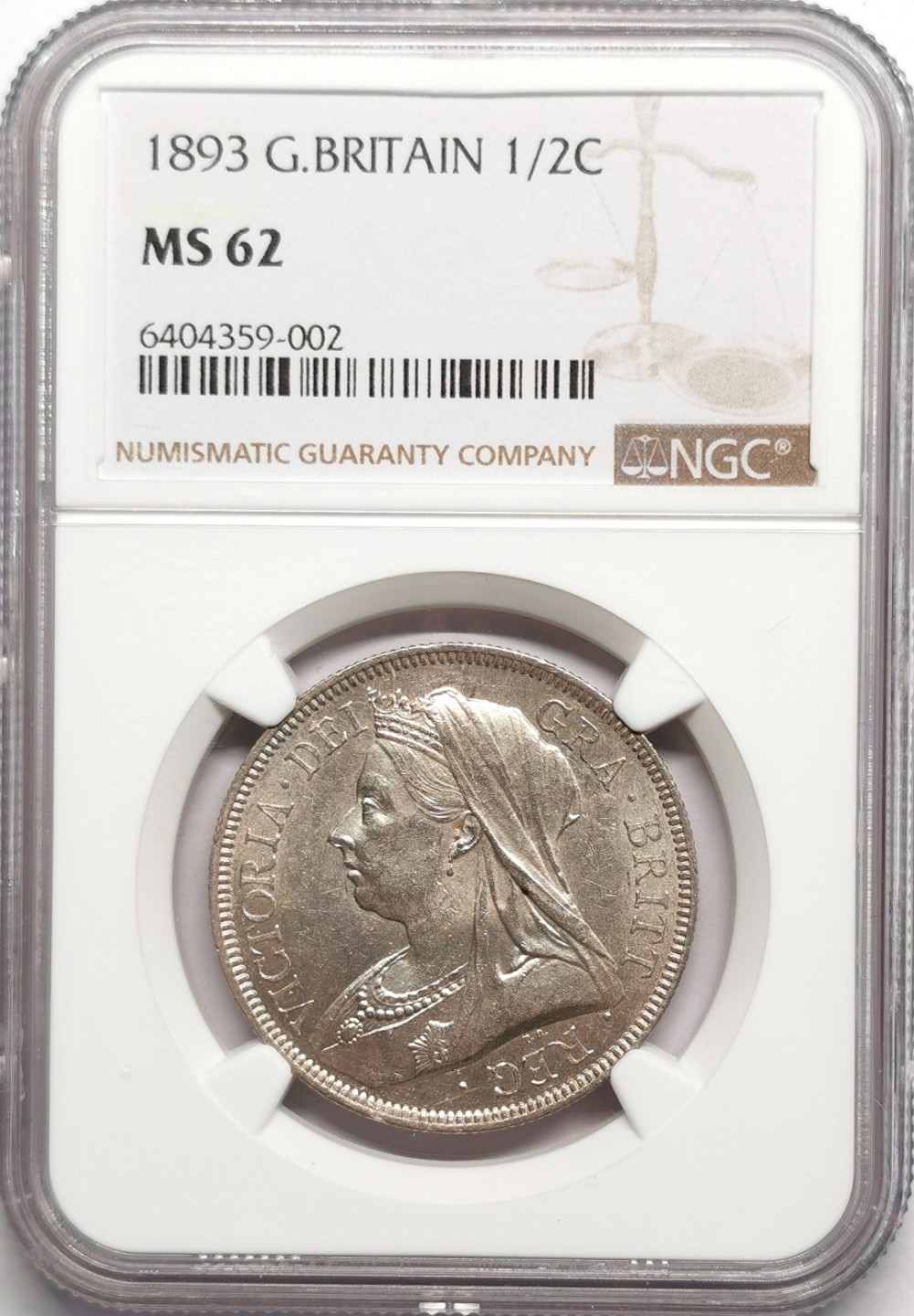 凡希社世界钱币微拍第二百二十三期 1893英国老维批纱半克朗NGC-MS62