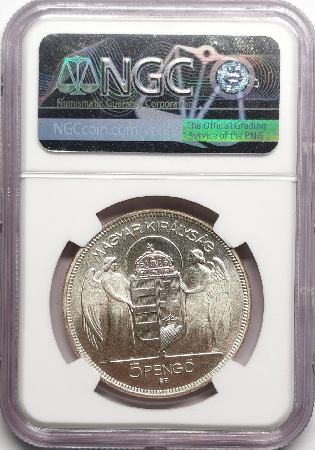 凡希社世界钱币微拍第二百二十三期 1930匈牙利霍尔蒂5P大银NGC-MS64