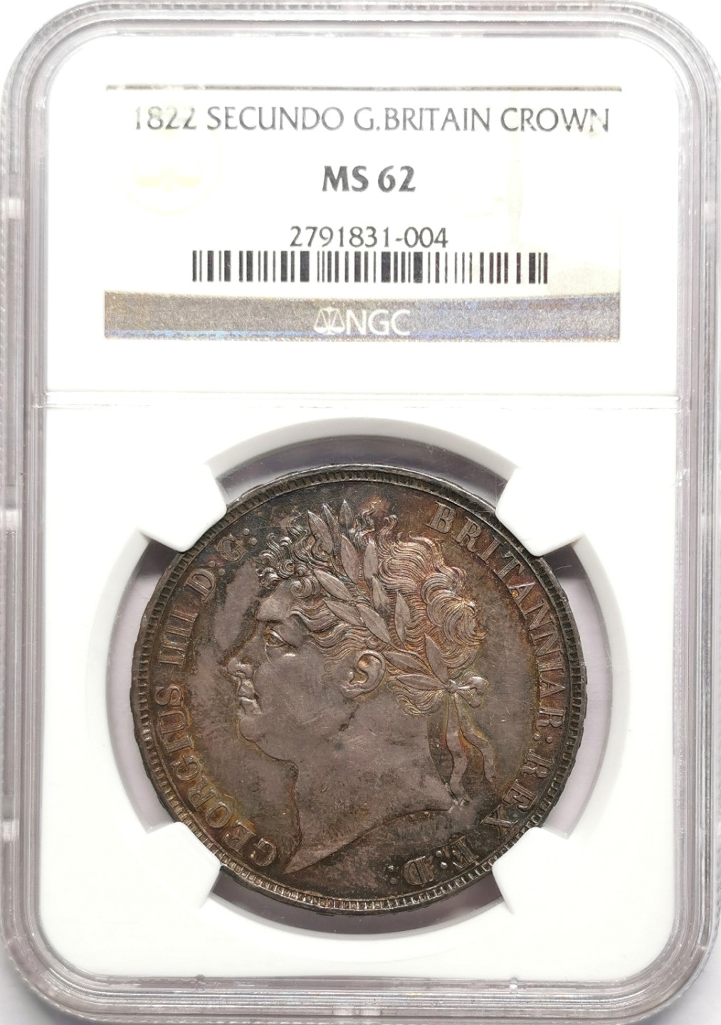 凡希社世界钱币微拍第二百二十三期 荐！1822英国乔四马剑NGC-MS62深色紫罗兰彩！