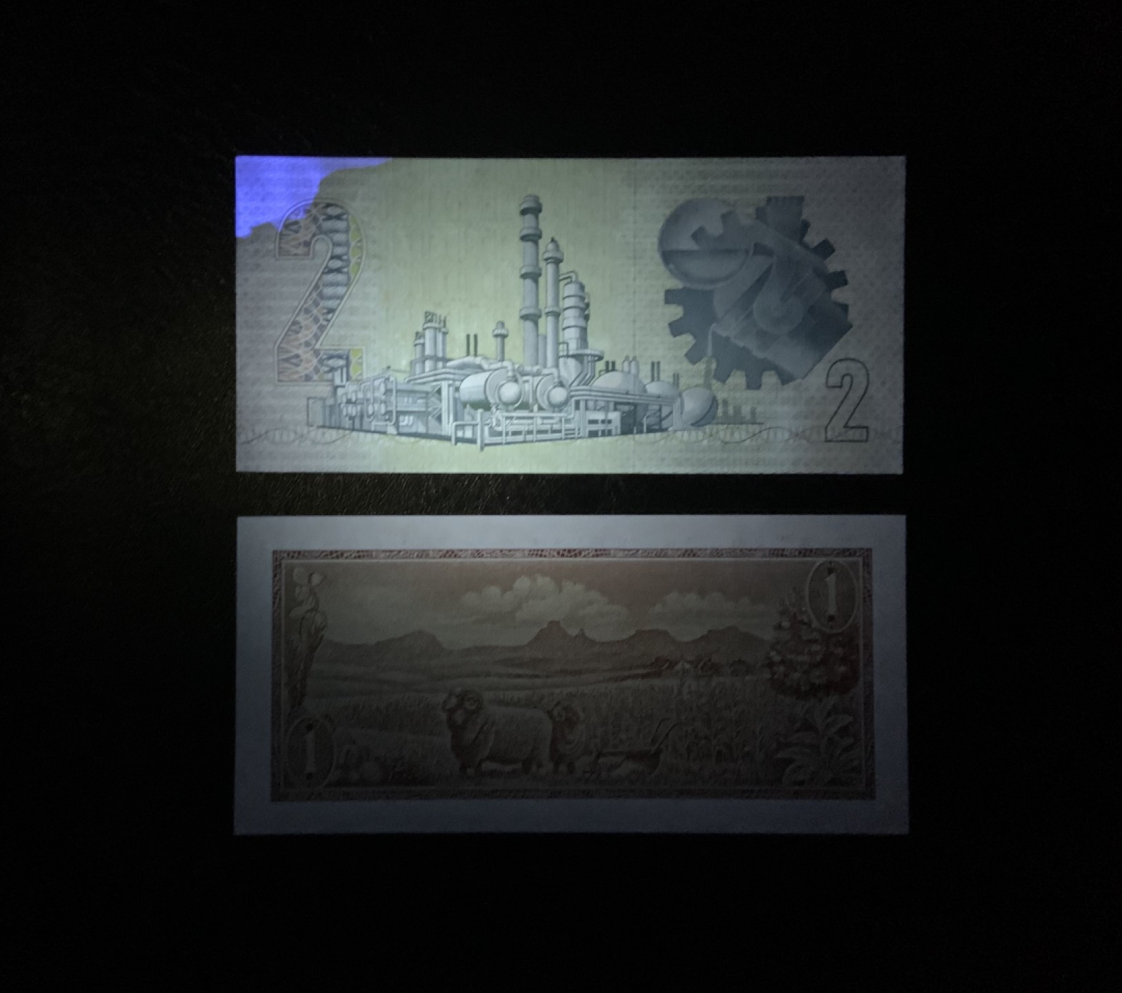 收藏联盟Quantum Auction 第220期拍卖  南非1975-81年1-2兰特 品相UNC 2兰特为UNC-