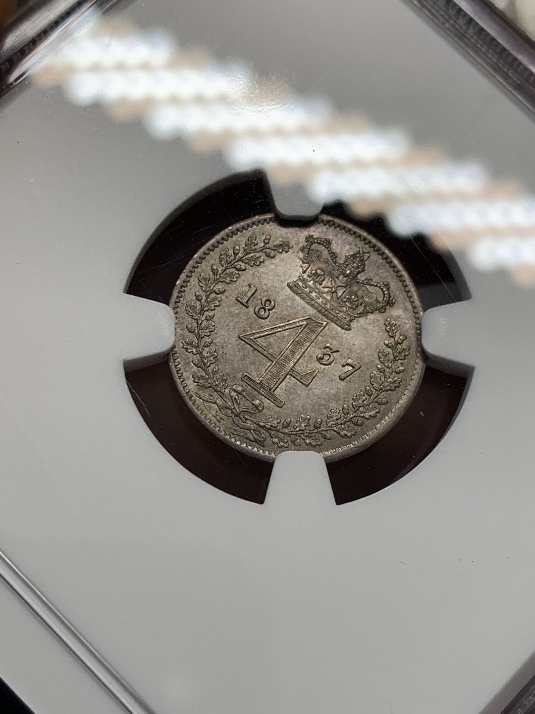 《竞宝斋》第125场-周日，周一 ，2场连拍（全场包邮） NGC MS64 英国 1837年 威廉四世 4便士 灌足节 银币 64分 PL底板 4便士最大的面值 可配对