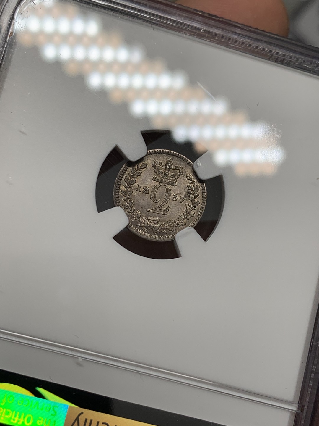 《竞宝斋》第125场-周日，周一 ，2场连拍（全场包邮） NGC MS64 英国 1837年 威廉四世 2便士 灌足节 银币 64高分 威廉头像没有便宜的币 洗脚币更是难得一见