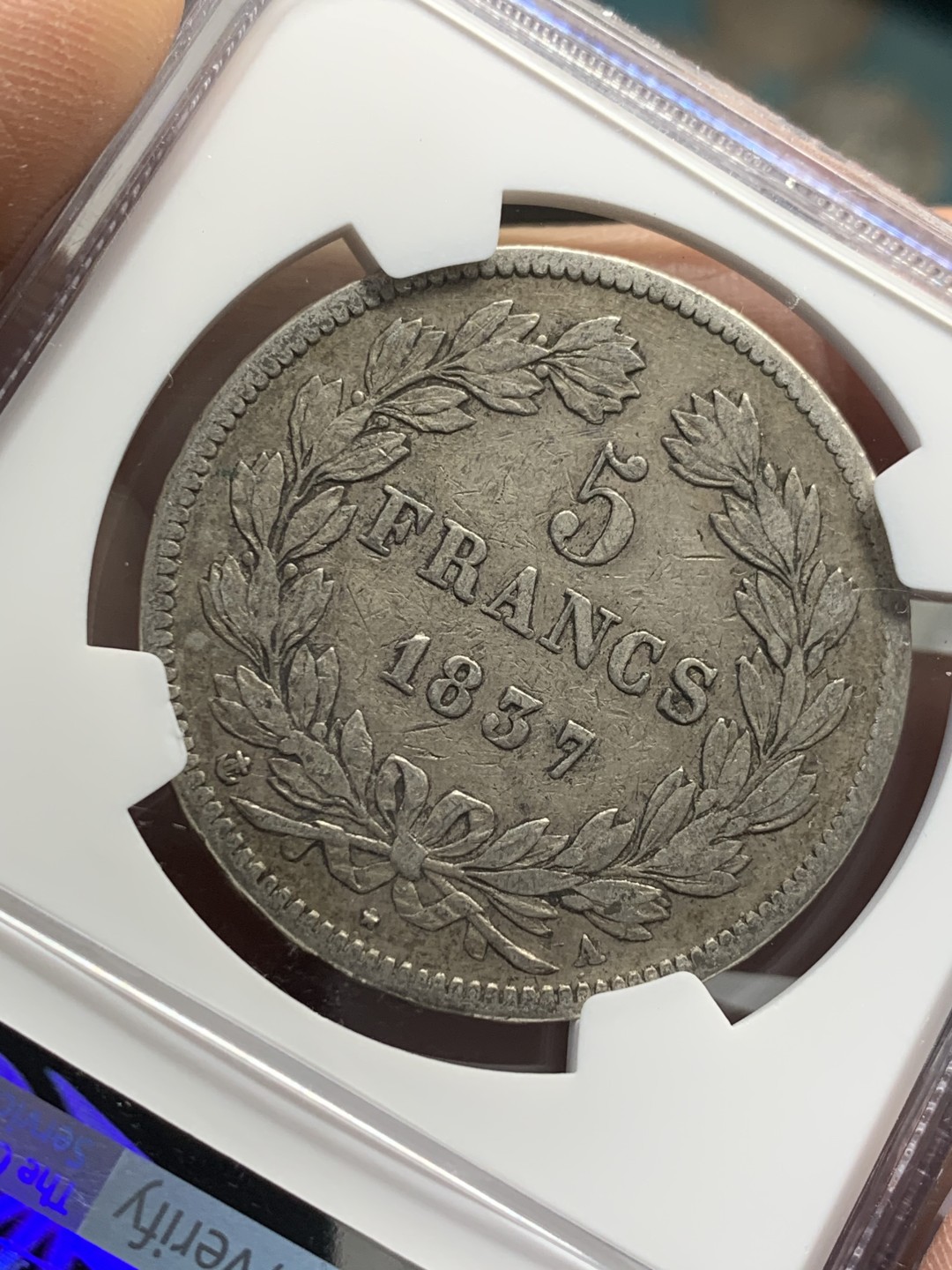 《竞宝斋》第125场-周日，周一 ，2场连拍（全场包邮） NGC-XF40 法国1837-A年 菲利普一世 5法郎大银币 原味老包浆