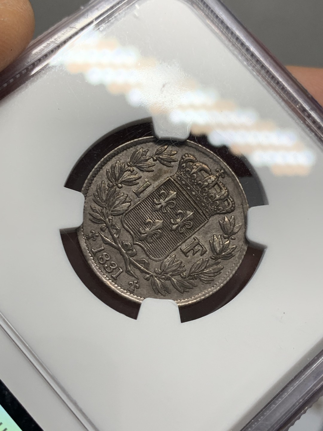 《竞宝斋》第125场-周日，周一 ，2场连拍（全场包邮） NGC AU55 1831年僭主法国亨利五世1法郎银币出分不易，少见品
