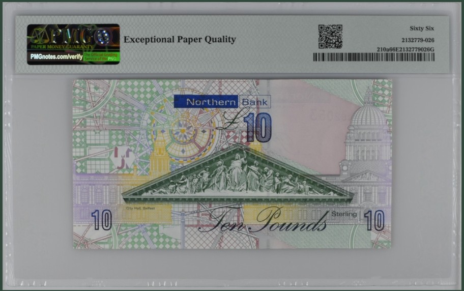 收藏联盟Quantum Auction 第221期拍卖 （已更新） 北爱尔兰2008年10镑 PMG66
