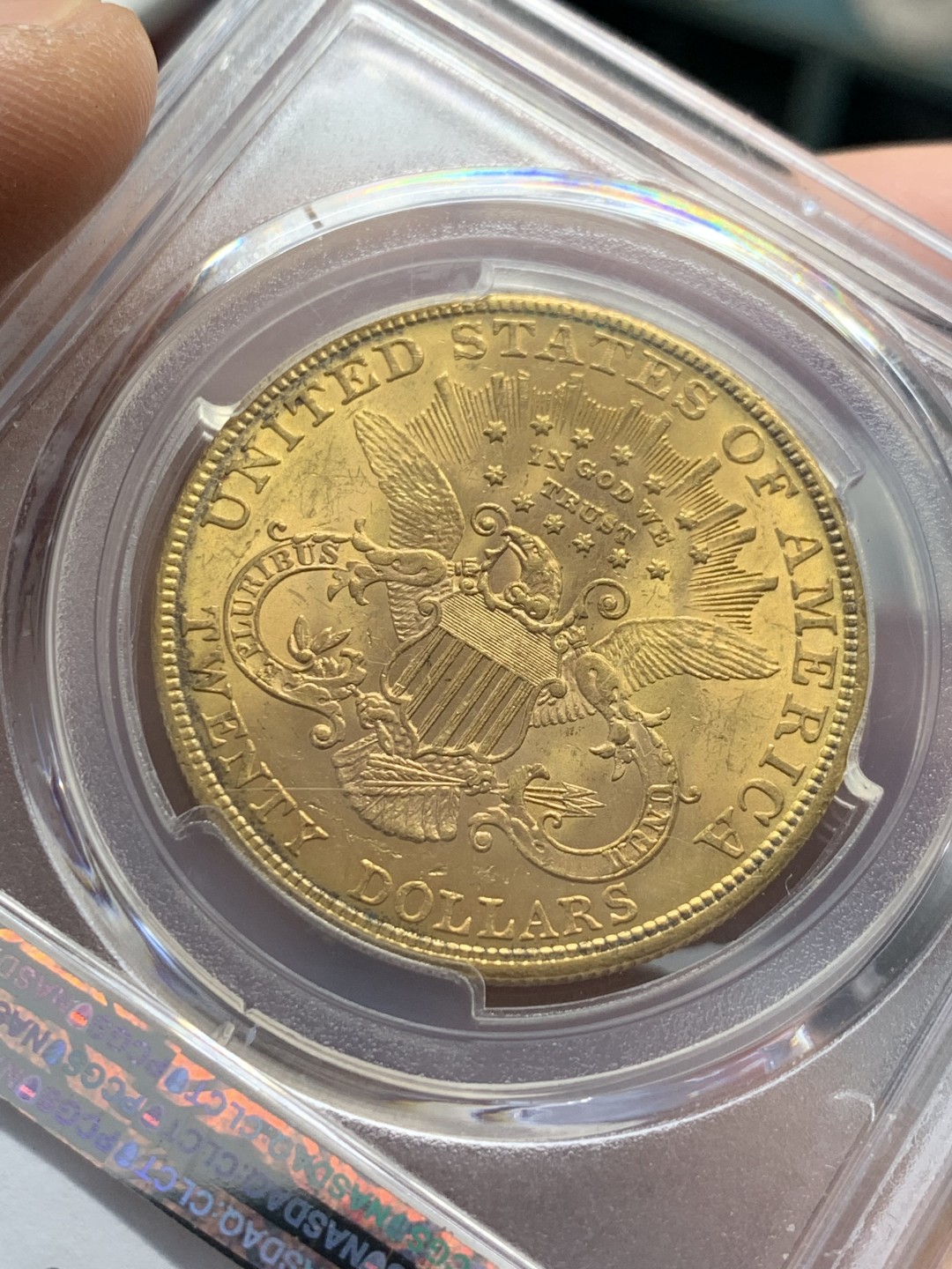 《竞宝斋》第125场-周日，周一 ，2场连拍（全场包邮） PCGS-MS62 1907年 美国20美元 金币 33.436克 大规格 比一般27克的重了不少 人像清晰 整体光好