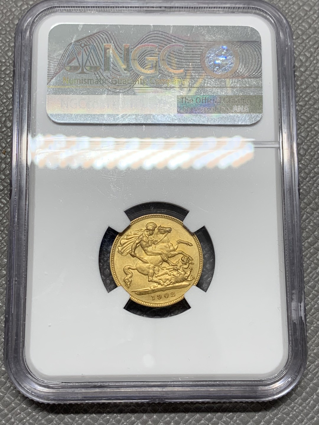 《竞宝斋》第125场-周日，周一 ，2场连拍（全场包邮） NGC PF63MATTE 英国1902年爱七精制 1/2索维林金币更高分就7枚 金币还是精制的好