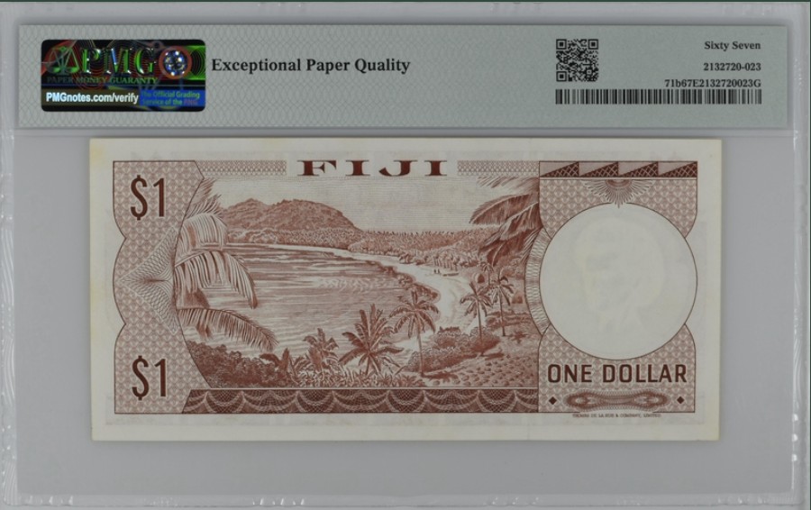 收藏联盟Quantum Auction 第221期拍卖 （已更新） 斐济群岛1974年1元 PMG67 戎装女王