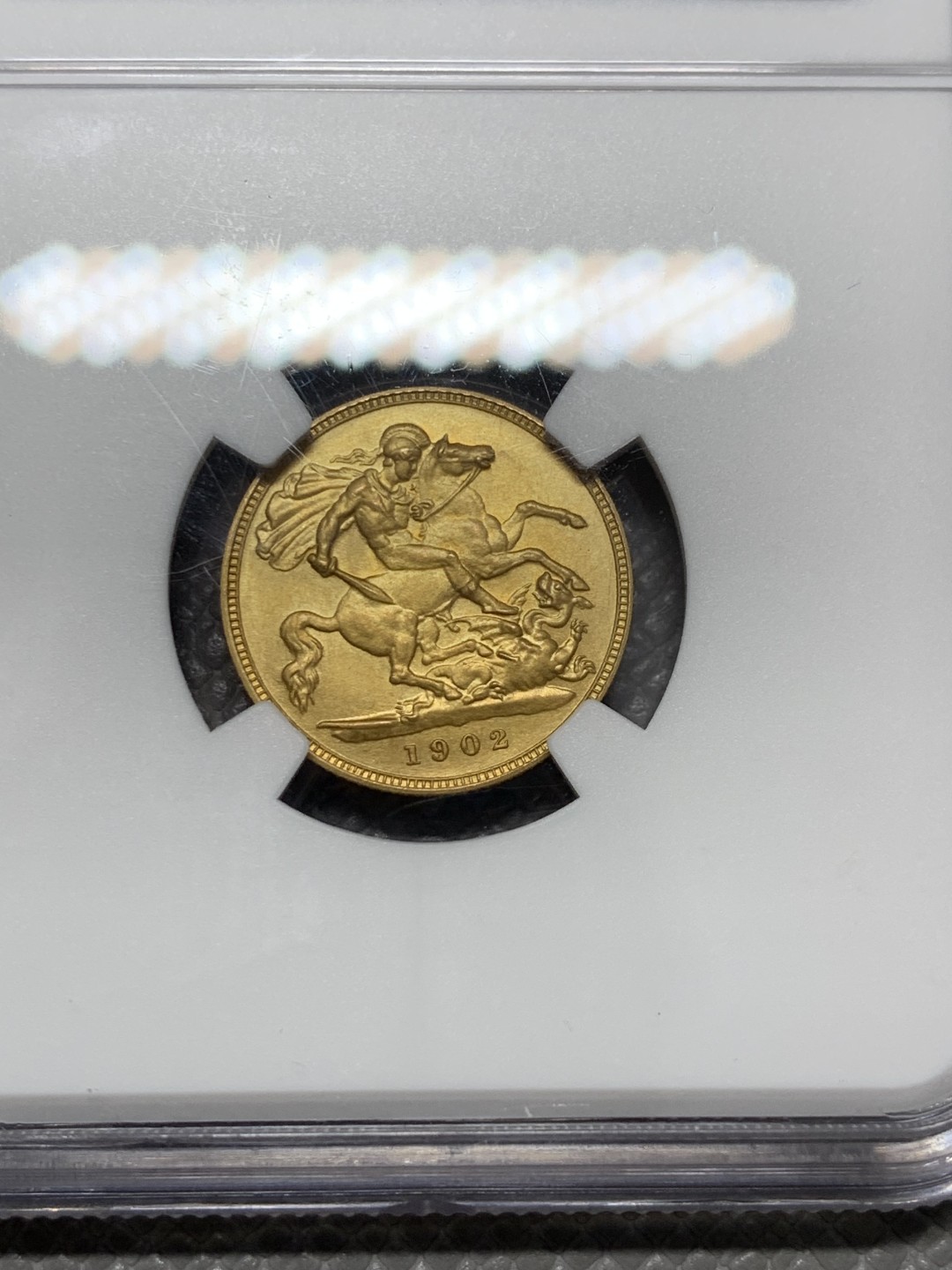 《竞宝斋》第125场-周日，周一 ，2场连拍（全场包邮） NGC PF63MATTE 英国1902年爱七精制 1/2索维林金币更高分就7枚 金币还是精制的好