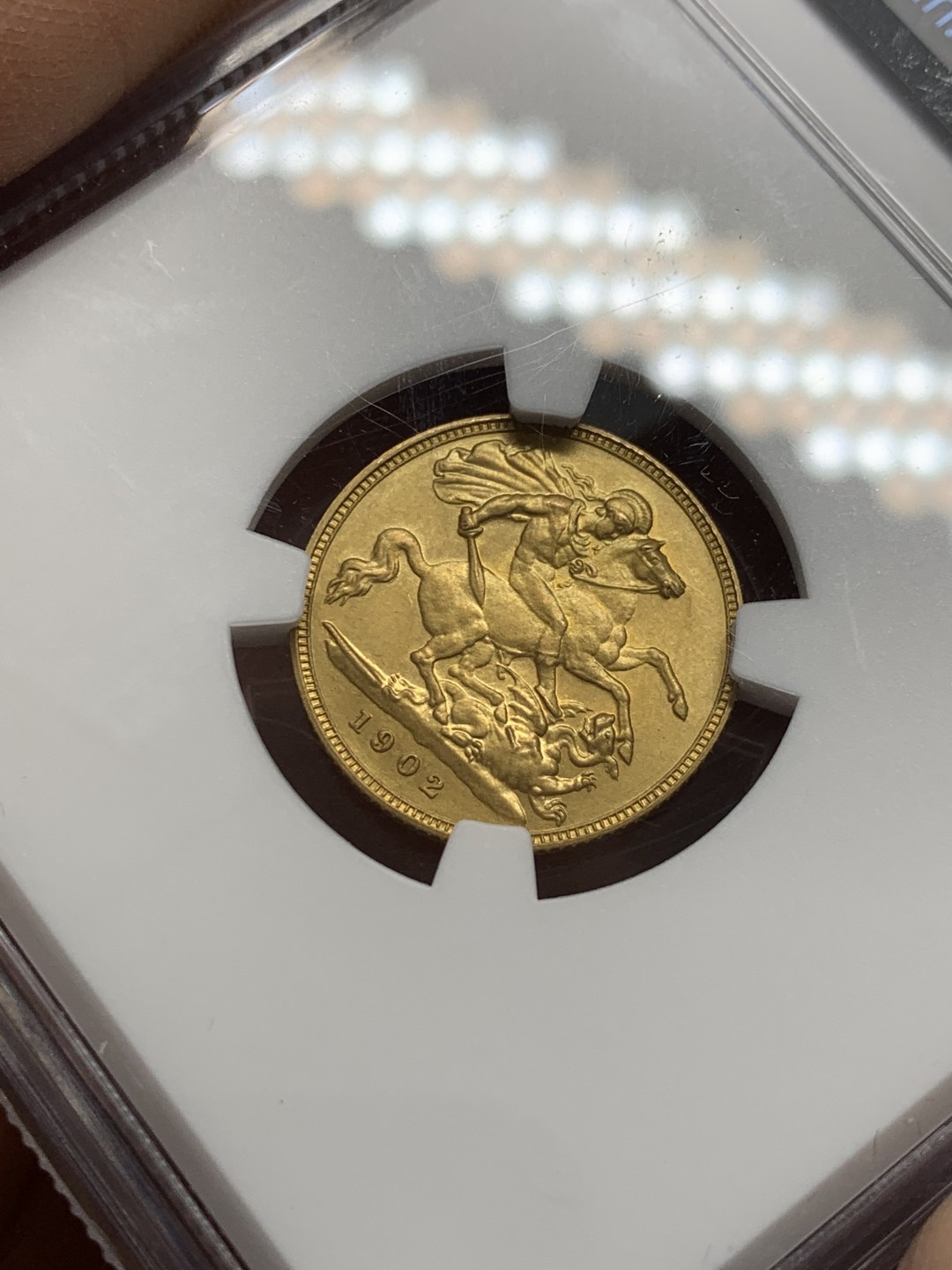 《竞宝斋》第125场-周日，周一 ，2场连拍（全场包邮） NGC PF63MATTE 英国1902年爱七精制 1/2索维林金币更高分就7枚 金币还是精制的好