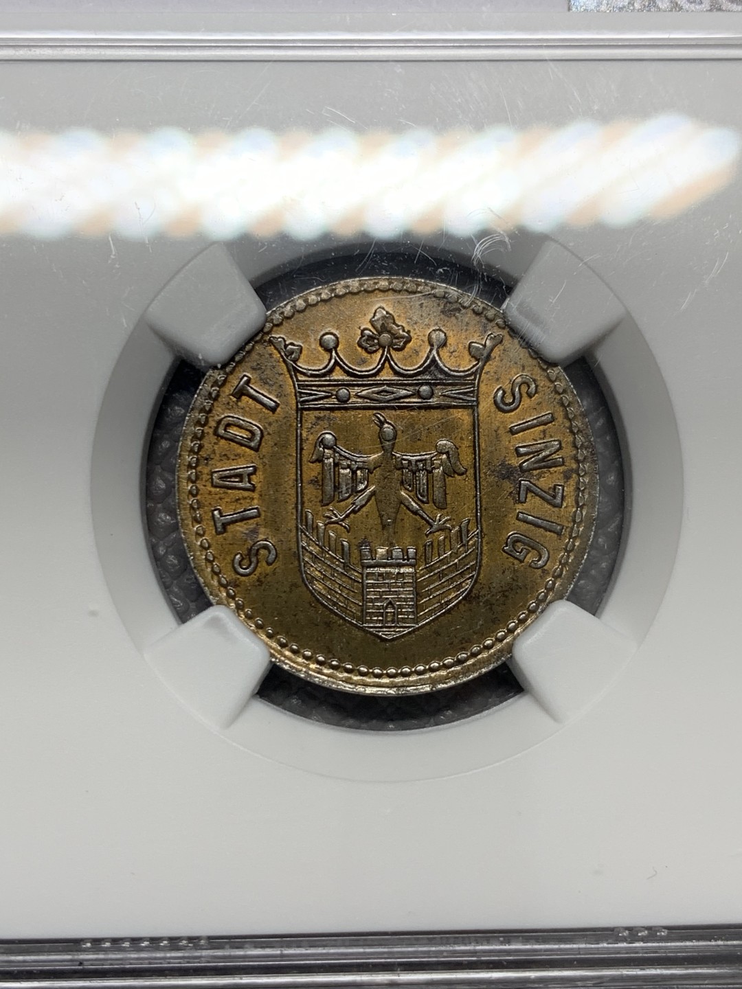 《竞宝斋》第125场-周日，周一 ，2场连拍（全场包邮） NGC-MS62,德国辛齐希1919年10芬尼代用币