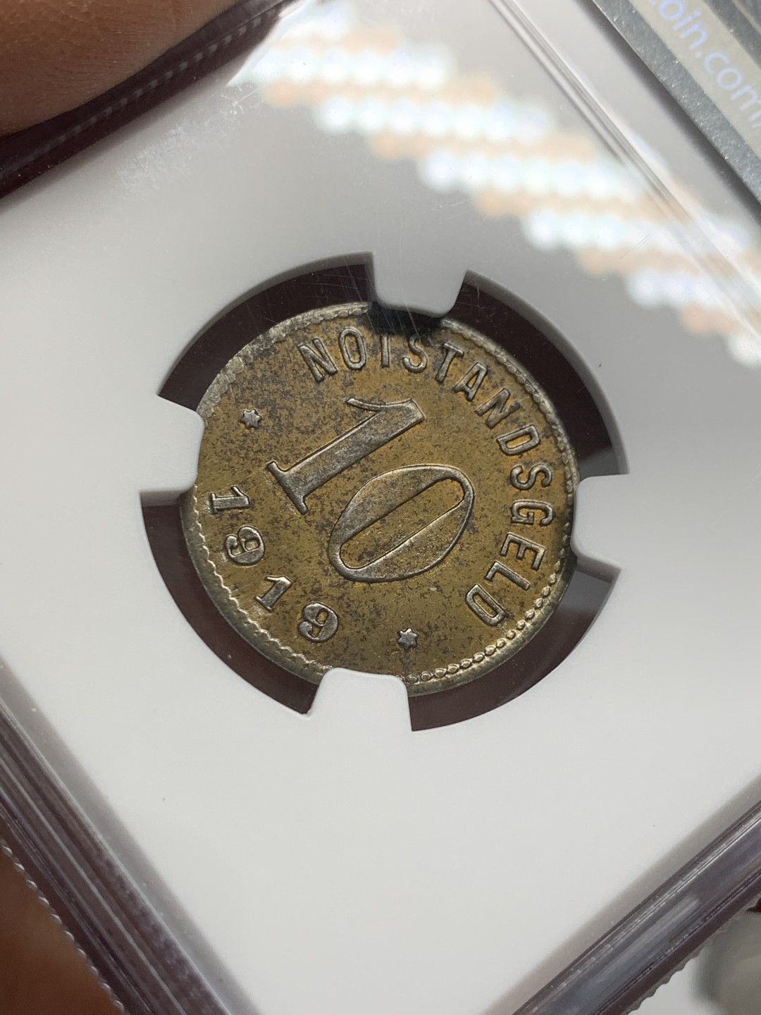 《竞宝斋》第125场-周日，周一 ，2场连拍（全场包邮） NGC-MS62,德国辛齐希1919年10芬尼代用币