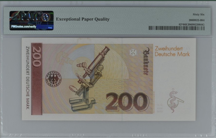 收藏联盟Quantum Auction 第221期拍卖 （已更新） 德国联邦1989年200马克 PMG66 补号 梅毒特效药666发明者艾尔利希 