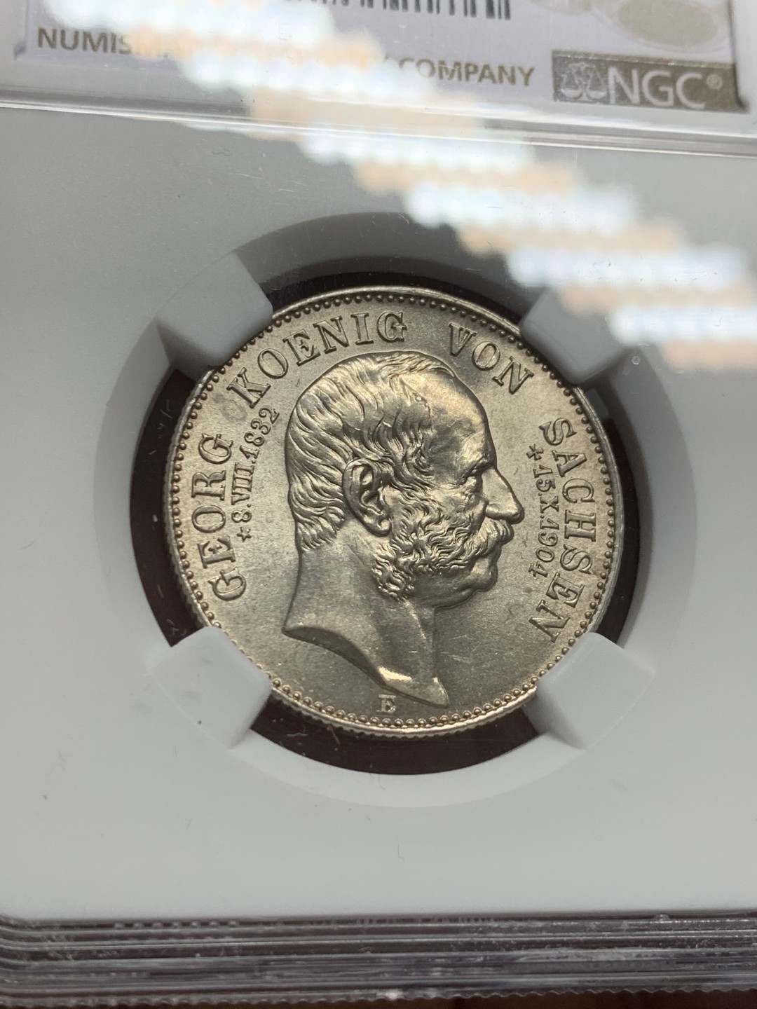 《竞宝斋》第125场-周日，周一 ，2场连拍（全场包邮） NGC-MS63 德国萨克森 1904年 2马克银币 顶级好品 小毫子更加难得