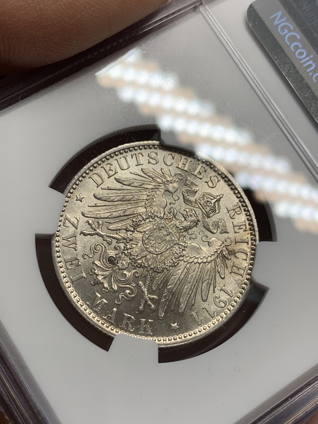 《竞宝斋》第125场-周日，周一 ，2场连拍（全场包邮） NGC-MS63 德国巴伐利亚1911年90岁大寿纪念2马克银币