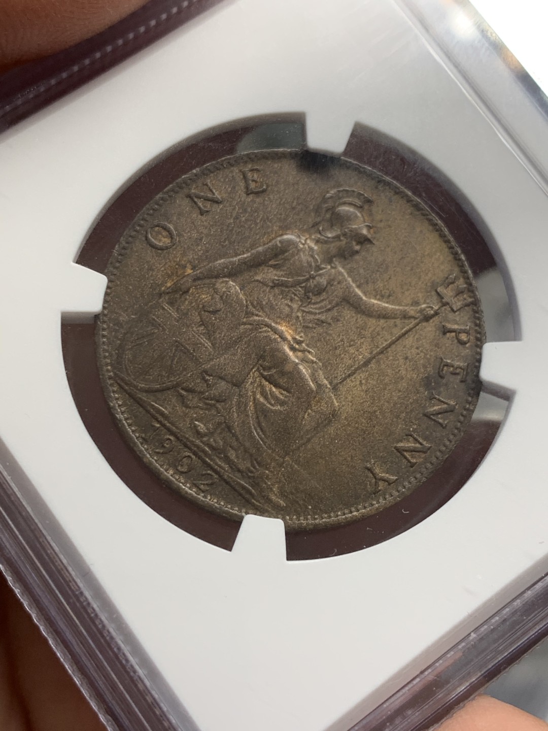 《竞宝斋》第125场-周日，周一 ，2场连拍（全场包邮） NGC MS63 BN 英国 1902年 爱七 1便士大铜币