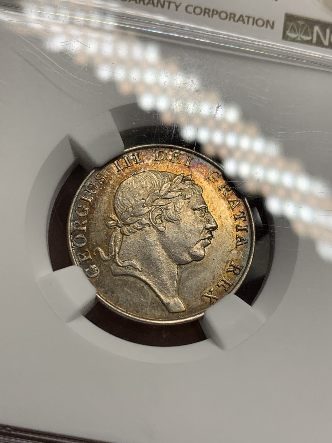 NGC-MS62 1813年英国乔治三世爱尔兰银行10便士Token银币，晚霞般绚丽 