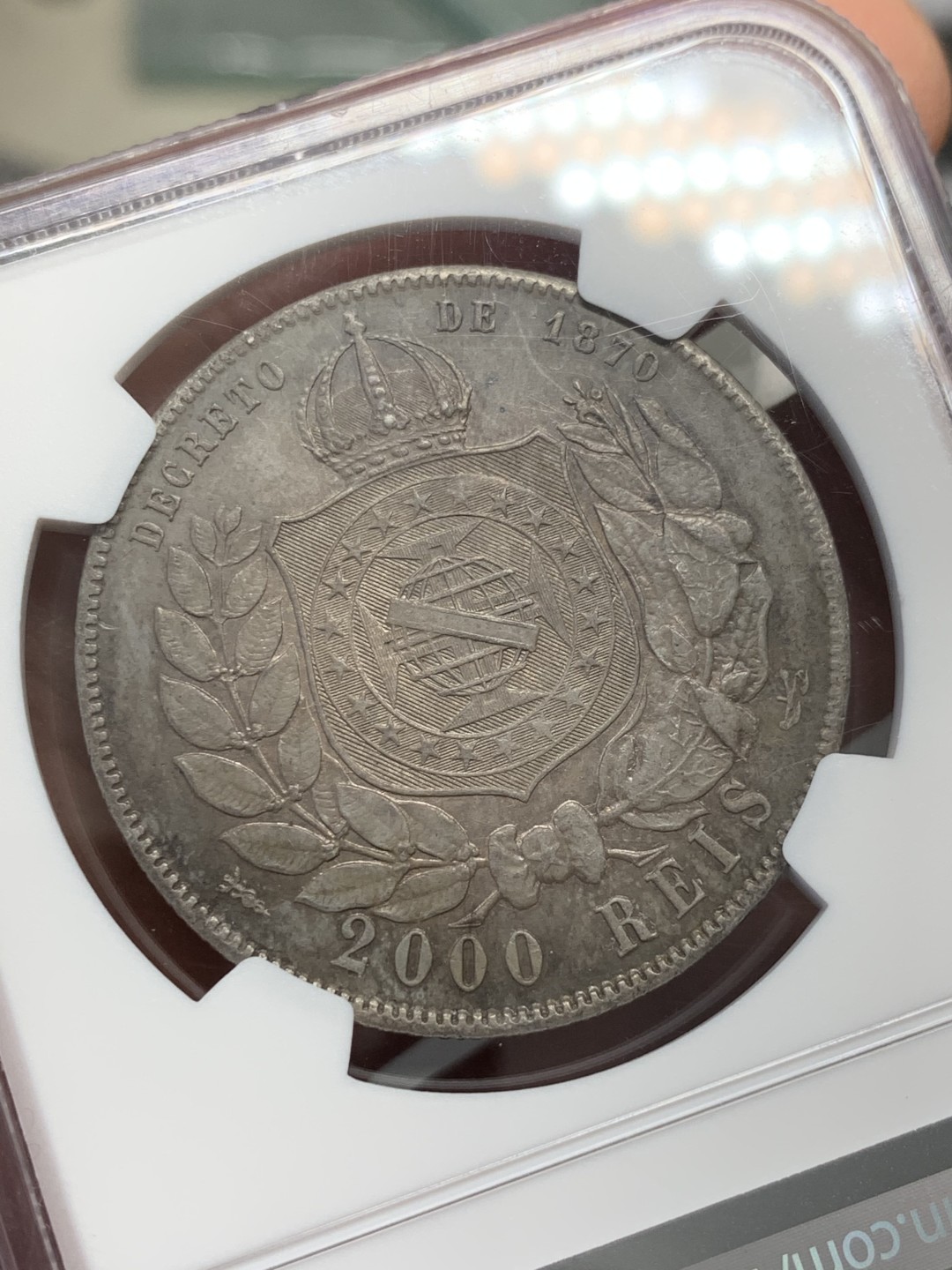 《竞宝斋》第125场-周日，周一 ，2场连拍（全场包邮） NGC-UNCD 巴西 1888年 佩德罗二世 2000R大银币