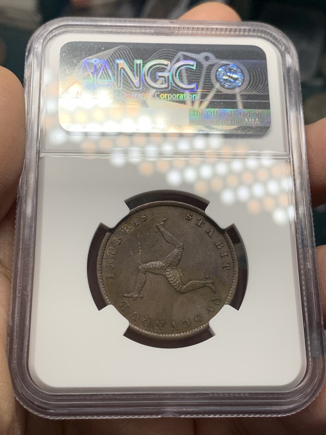 《竞宝斋》第125场-周日，周一 ，2场连拍（全场包邮） NGC-MS63BN 英属马恩岛 1839年 维多利亚女王1/2便士 币面有五彩 转光明显 少见品种 高分好状态 收藏佳品
