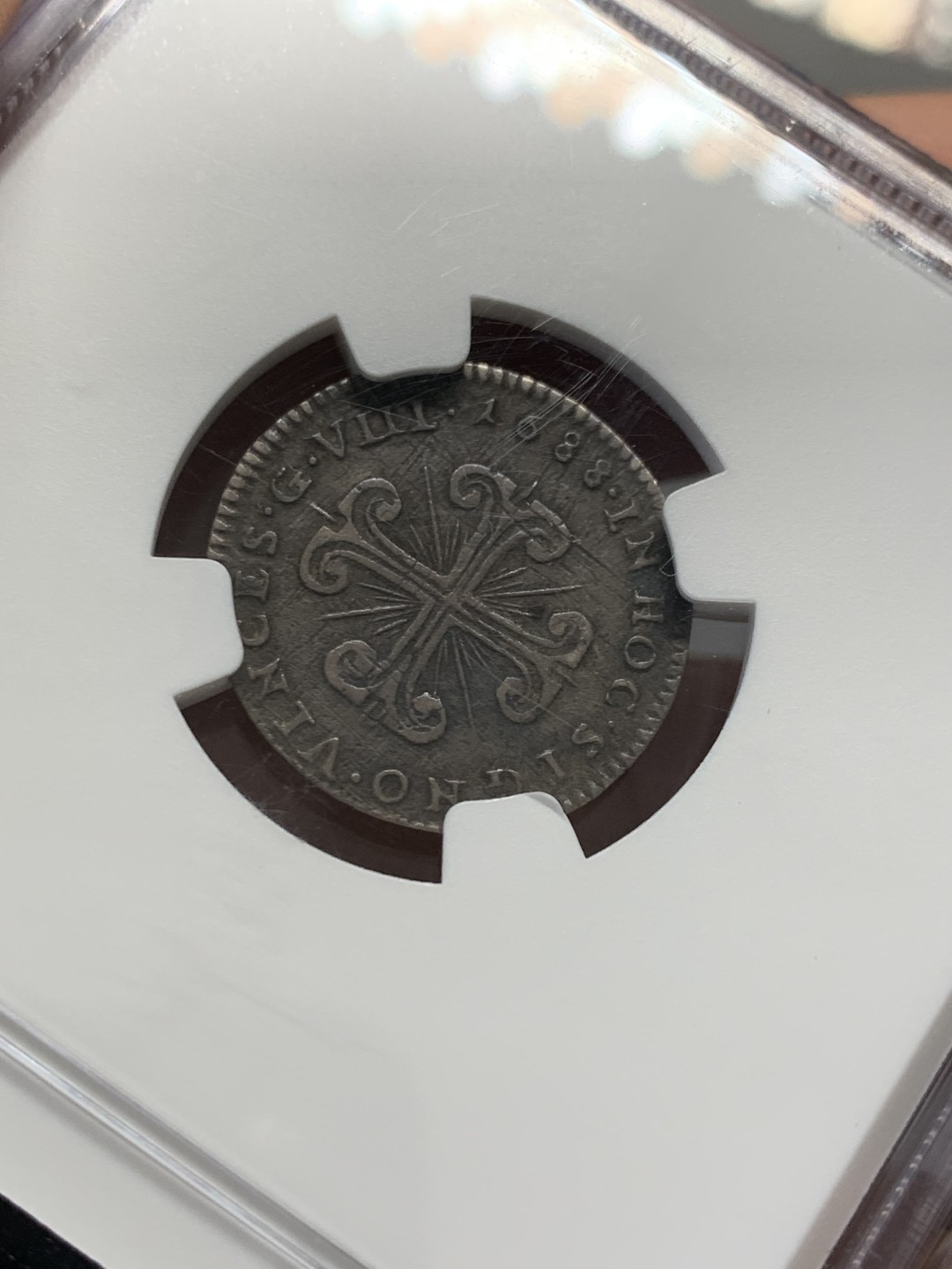 《竞宝斋》第125场-周日，周一 ，2场连拍（全场包邮） NGC XF1688年意大利那不勒斯8Grana少见原味美品