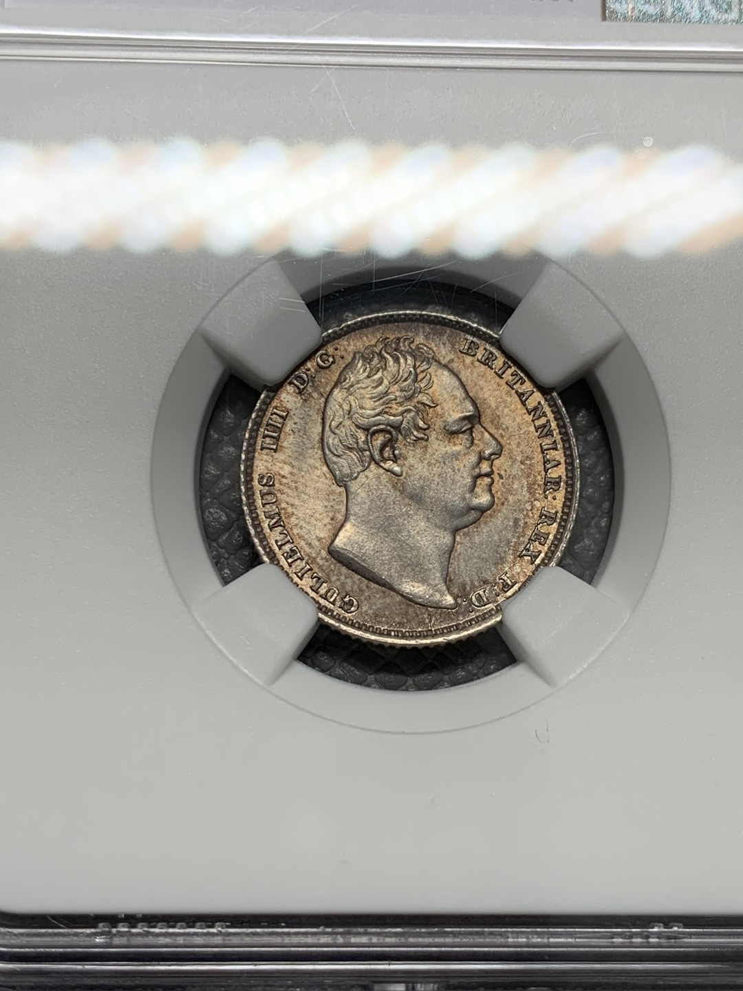 《竞宝斋》第126场-周日，周一 ，2场连拍（全场包邮） NGC MS64 英国 1831年 威廉四世 6便士 银币 SIX版 双面五彩 车轮光 极好